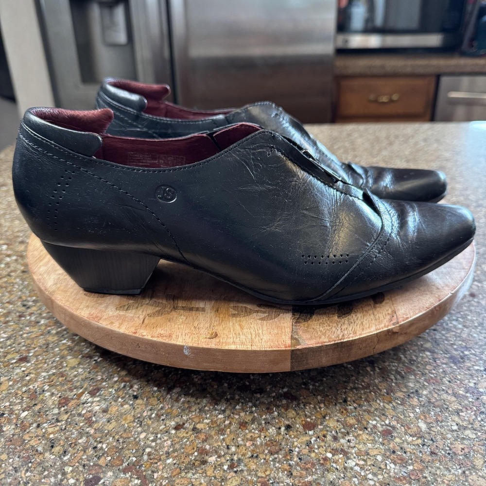 Josef Seibel Booties Womens Size 10 Black Leather Zip Comfort Pointed Ankle